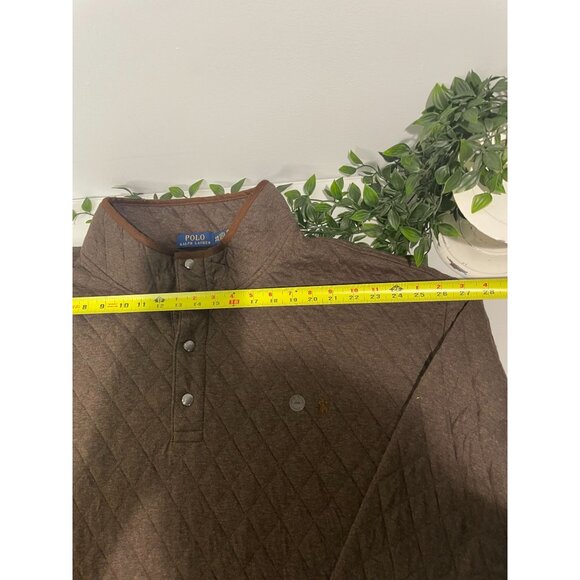 Polo Ralph Lauren Brown Heather Quilted Pullover Sweatshirt 6XB Cotton Blend Men - Picture 13 of 16